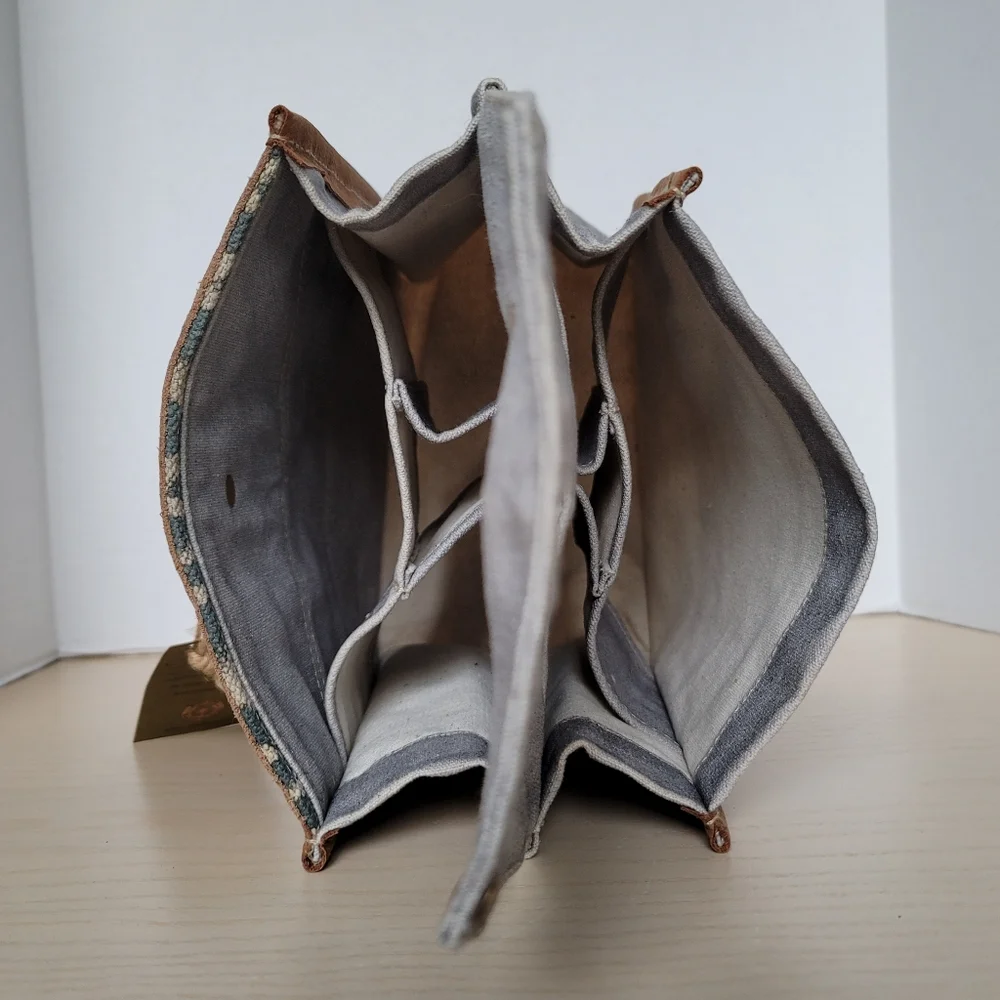Clea Ray Canvas Beer/Bottle Tote Carrier Made with Recycled Leather and Canvas